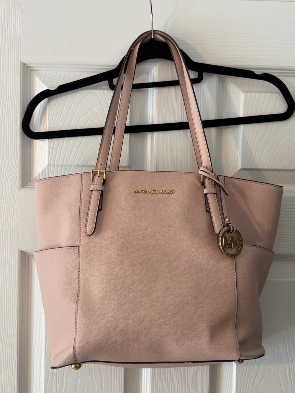 Michael Kors Pink Saffiano Leather Tote with Gold Hardware